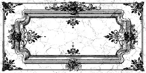 Vintage rectangular frame design in engraved style for artistic and decorative uses