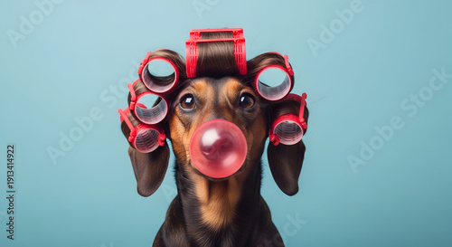 April fools day goat silhouette prank with hair curlers and tongue out