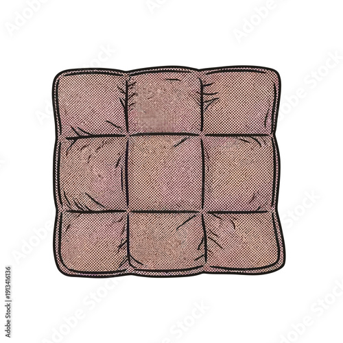 Vector illustration depicting a cozy, textured quilted square, perfect as a comfortable home decor accent or a segment of a warm, padded blanket design element