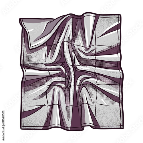 Wrinkled Fabric Vector Illustration - A detailed graphic rendering of crumpled cloth with shading, perfect for design projects needing a textural element