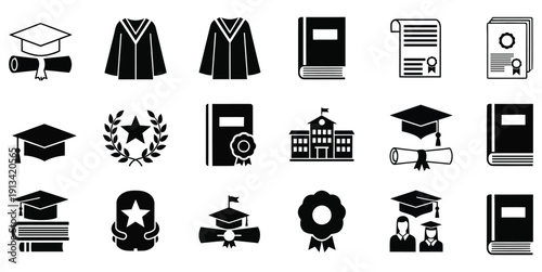 International women's day silhouette celebration educational achievements icon set