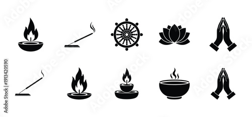 International women's day silhouette celebration with diya lamps and praying hands