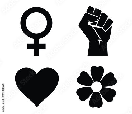 International women's day silhouette icons for empowerment and equality