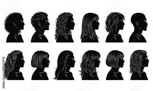 International women's day silhouette celebration with diverse female profiles