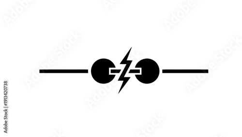 Vector illustration of electrical circuit diagram symbol for a makeandbreak contact or switch with arcing, on a transparent background