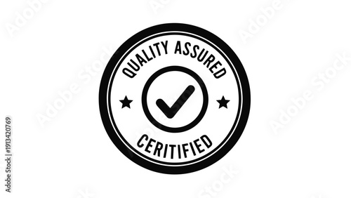 Vector illustration of quality assured certified stamp icon vector graphic for product guarantee and approval on a transparent background