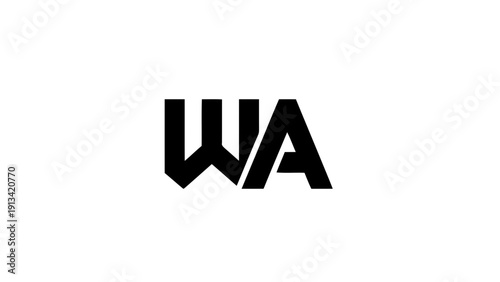 Vector illustration of wa letter logo design, modern monogram, initial letters wa, typography, black color, on a transparent background