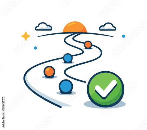 Healthy daily structure and routine consistency in modern lifestyles focused on maintaining balance and momentum, a repeating path with evenly spaced markers leading forward and a