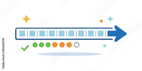 Invisible consistency and long-term reliability built through small daily actions, a simple calendar strip with evenly spaced marks and a steady forward arrow expressing trust,