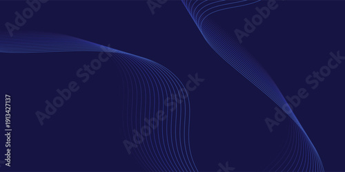 Vector abstract blue background with dynamic blue waves, lines and particles.