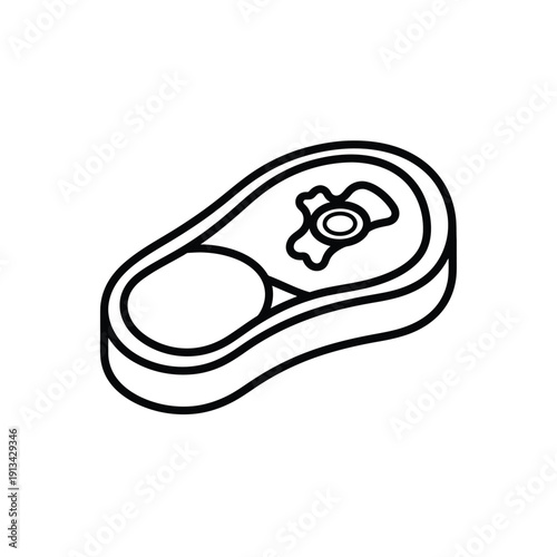 Isometric meat steak icon line art illustration for butcher shop food packaging