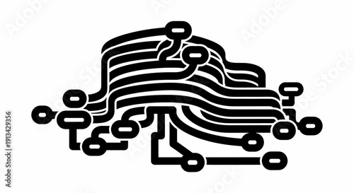 Abstract circuit board design showcasing intricate electronic connections and data pathways, a stylized digital network illustration for modern technology concepts and information flow visuals