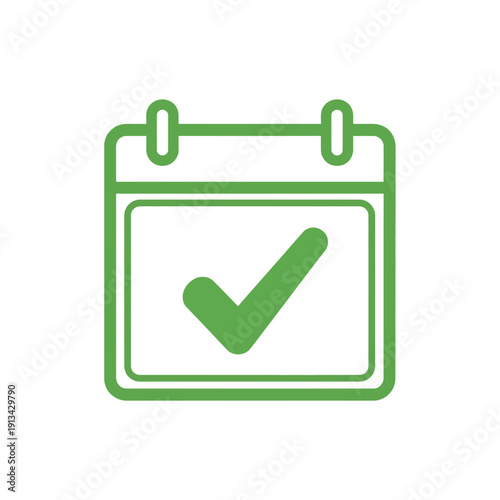 Green checkmark on a calendar icon representing a completed task or confirmed appointment