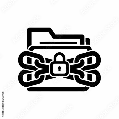 Data Security Folder Icon Vector Graphic Illustrating Confidential File Protection, Privacy, and Controlled Access to Sensitive Digital Information