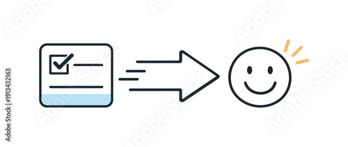 Focused execution and task completion in a modern professional workflow emphasizing action and momentum, a single task card being checked off beside a forward arrow representing