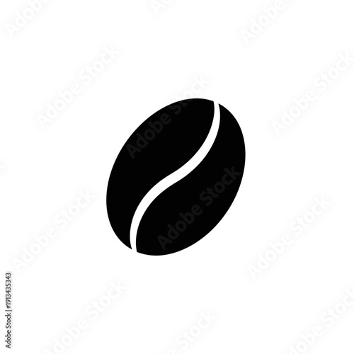 Single coffee bean on white background close up.
