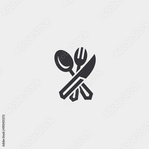 Simple Icon of Cutlery Spoon Fork and Knife.