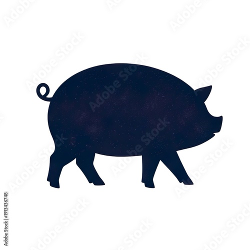 Minimalist Dark Blue Wild Boar Silhouette – Modern Graphic Animal Design on Clean Off-White Background