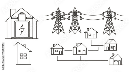 Power Transmission Lines Connecting Rural Homes and Industrial Facility.