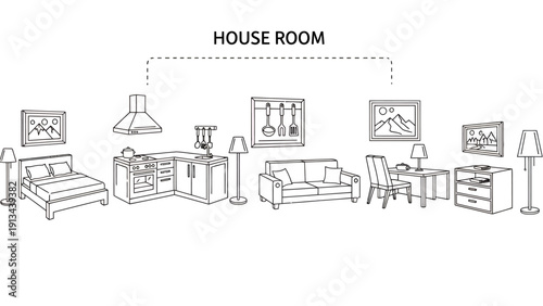 Interior of a Cozy House Room with Furnishings and Decorative Accents.