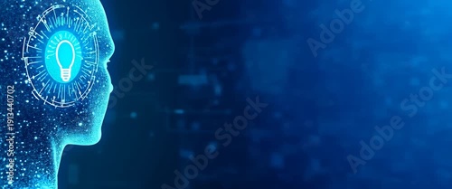 Futuristic digital brain with interconnected circuits pulses gently, as the camera slowly pans across a sleek, cybernetic landscape, creating a cinematic, technology-focused ambiance.