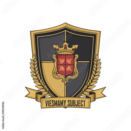 Gold Shield Crest with Crown Emblem.