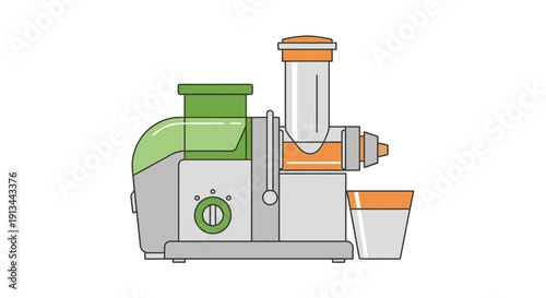 Juicer Machine with Green Container and Orange Accents.