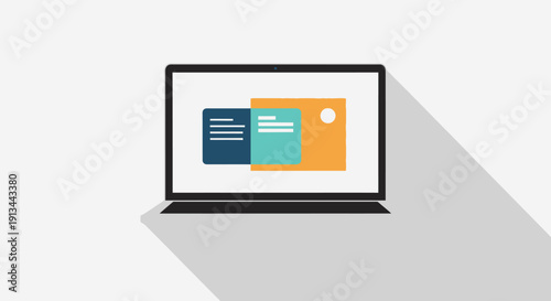 Laptop Computer with Colorful Screen Display.