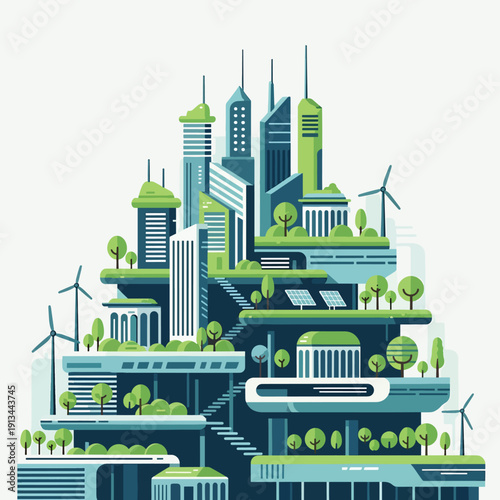 Sustainable Cityscape with Renewable Energy