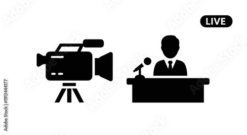 Live News Broadcast Television Studio.