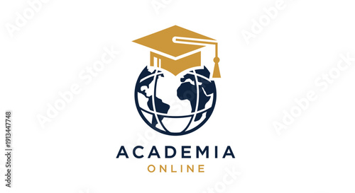 Global Education Logo with Graduation Cap and World Map.