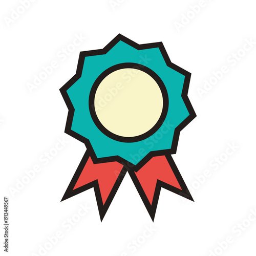Red wax seal with ribbon award emblem icon illustration symbol badge winner design certificate achievement champion prize