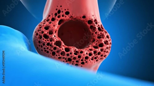 Osteoporosis bone density loss 3D medical animation visualization