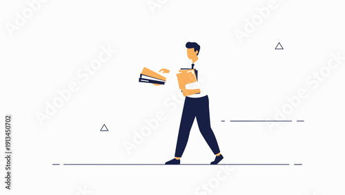 Man Carrying Stack of Books and Folders, Student or Office Worker