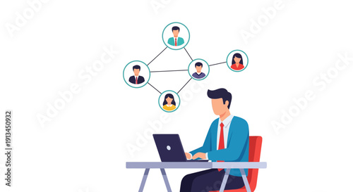 Professional Connecting People Online. Digital Network Structure, Social Media Marketing, and Business Collaboration Concept.