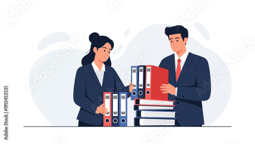 Businesspeople Organizing Files and Folders for Efficient Workflow