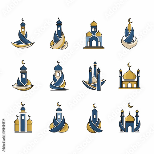 Islamic Mosque Icons Set
