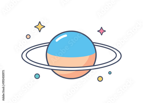 Reaching a quiet point of certainty after prolonged exploration expressed through cosmic stillness, a planet perfectly centered within a clean orbit ring symbolizing decision