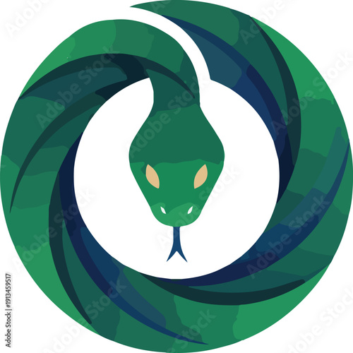 Green Serpent Emblem Logo Design Vector
