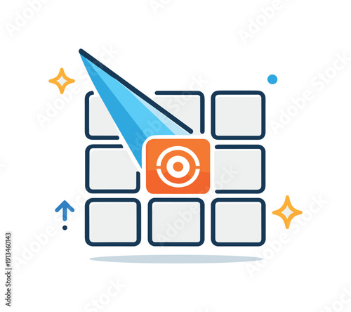 Strategic energy allocation and choosing where to apply effort for maximum return, a focused beam directed at a single target tile while surrounding areas remain neutral