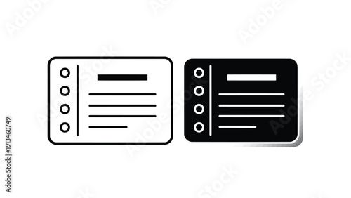 A minimalist depiction of two rectangular cards one white and one black featuring aligned lines