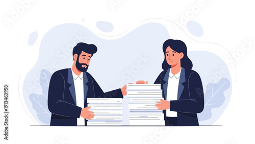 Overwhelmed Business People With Stacks of Paperwork