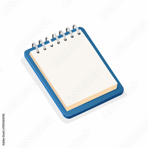 Blank blue notebook isolated on white background with a modern cover design for business office equipment and digital information technology