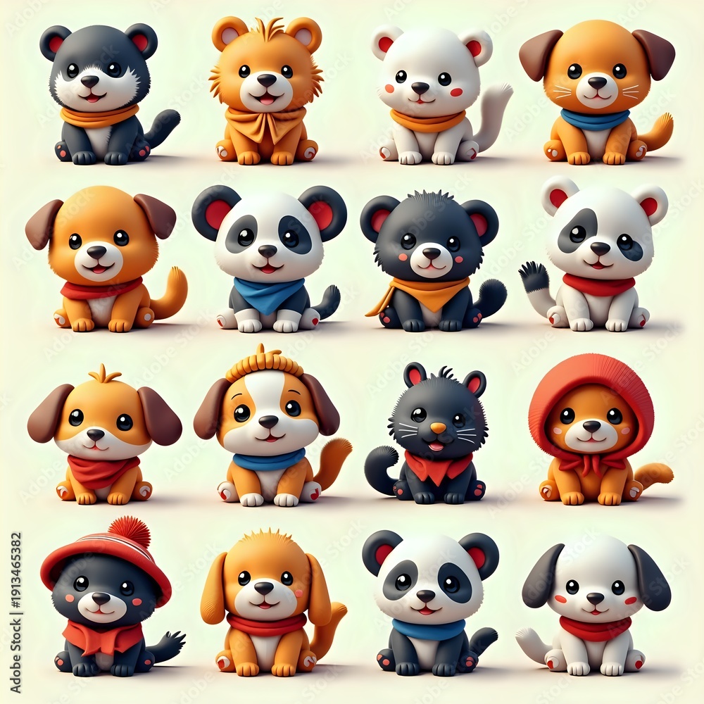 Obraz premium Cute Animal Characters Collection