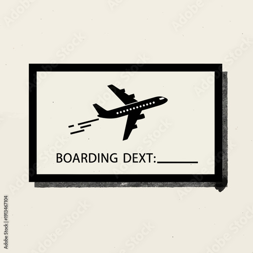 Airplane boarding pass icon with text and blank space