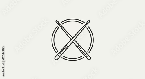 Crossed Drumsticks Percussion Instrument Outline Icon on Light Background