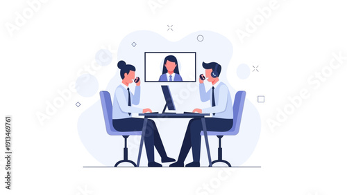 Business video conference call with remote team members discussing strategy