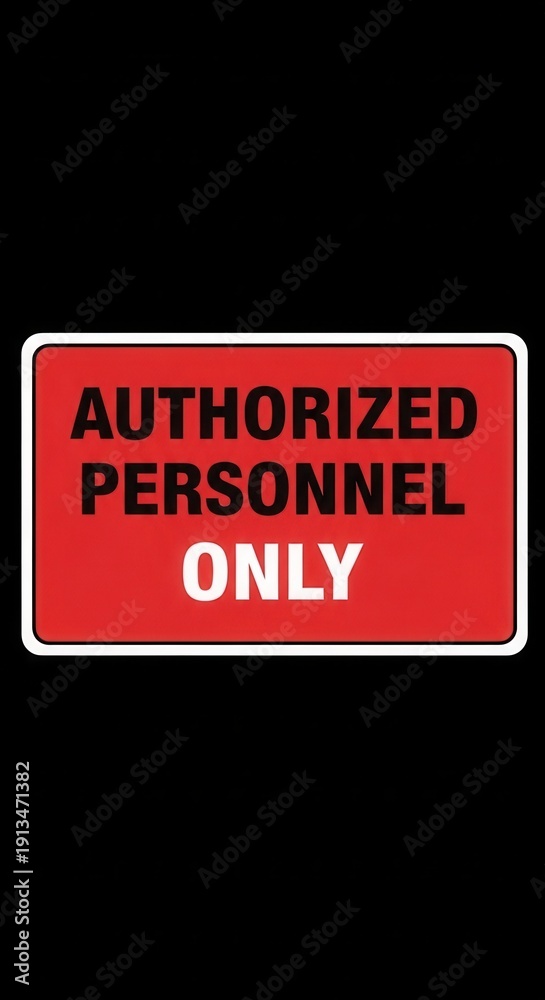 Fototapeta premium A Red Sign Indicating Access Restriction For Authorized Personnel Displayed In Black Background