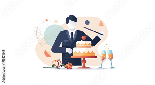 Wedding Planner's Elegant Celebration Cake, Champagne, and Romantic Touches