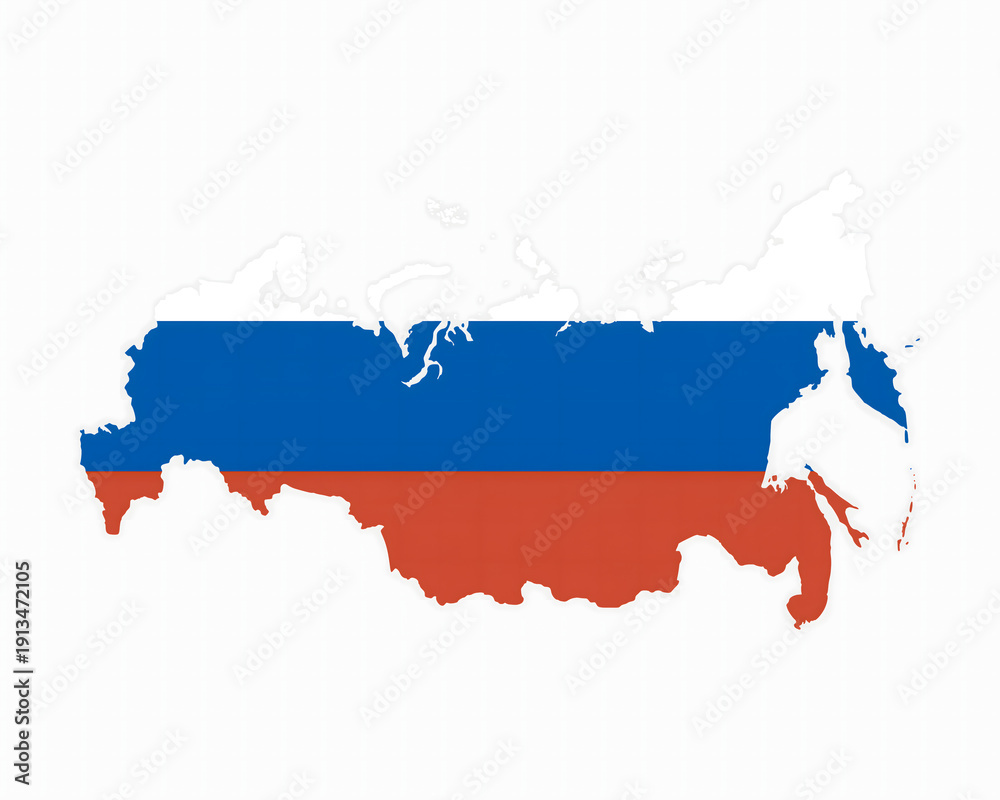 Fototapeta premium Detailed Russia map with flag colors for infographic design and geographical presentations highlighting Russian Federation